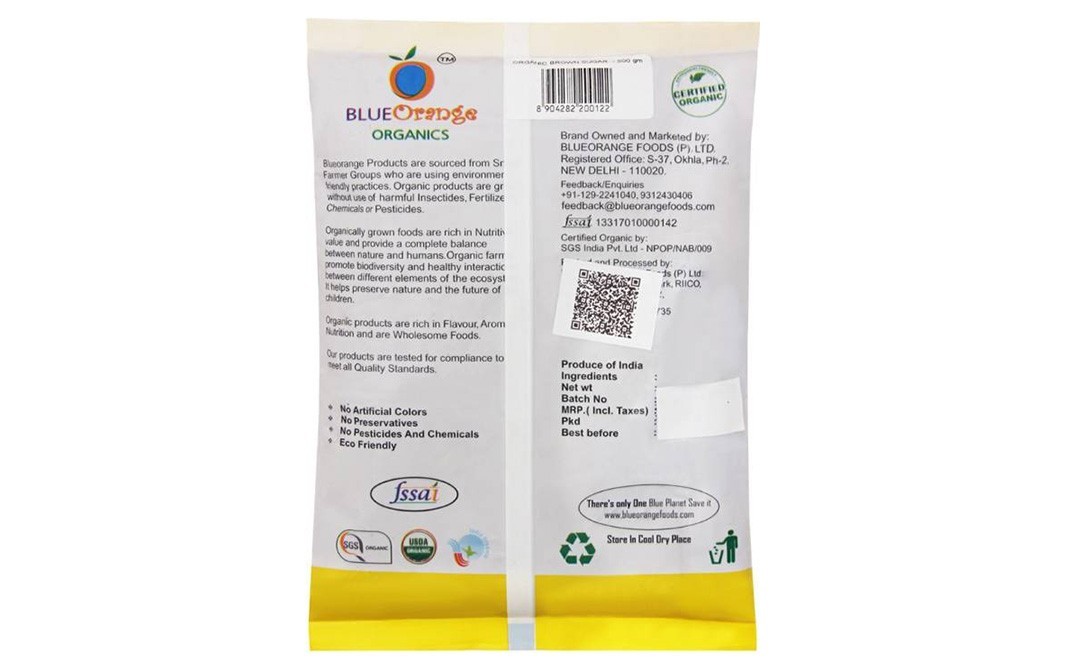 Blue Orange Organics Brown Sugar    Pack  500 grams